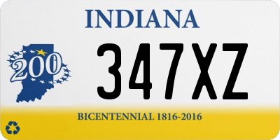 IN license plate 347XZ