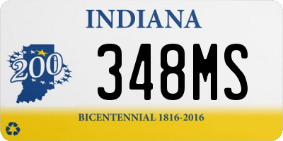 IN license plate 348MS