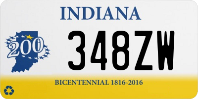 IN license plate 348ZW