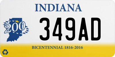 IN license plate 349AD