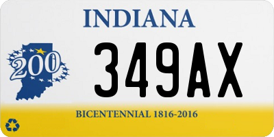 IN license plate 349AX