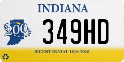 IN license plate 349HD