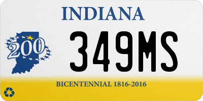 IN license plate 349MS