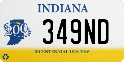 IN license plate 349ND