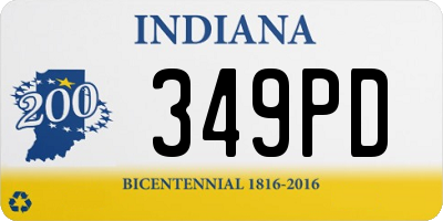 IN license plate 349PD