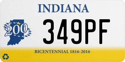 IN license plate 349PF