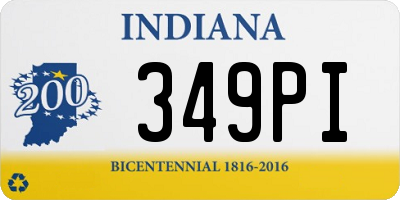 IN license plate 349PI