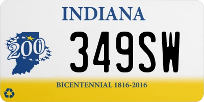 IN license plate 349SW