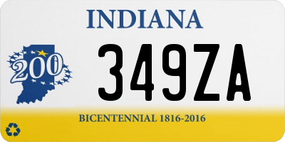 IN license plate 349ZA