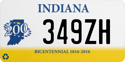 IN license plate 349ZH