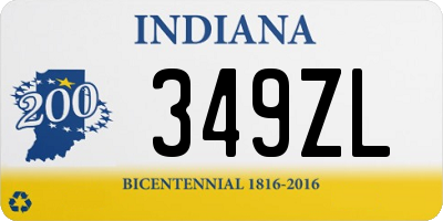 IN license plate 349ZL