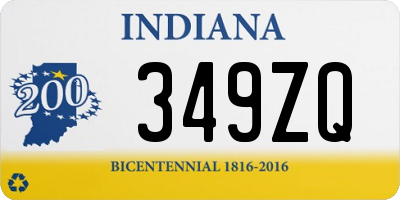 IN license plate 349ZQ