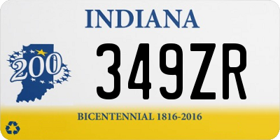 IN license plate 349ZR