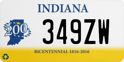 IN license plate 349ZW