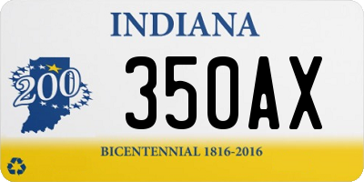 IN license plate 350AX