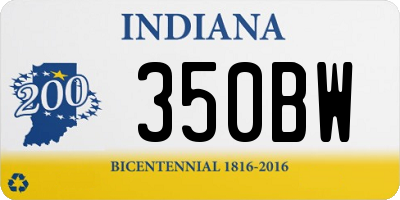 IN license plate 350BW