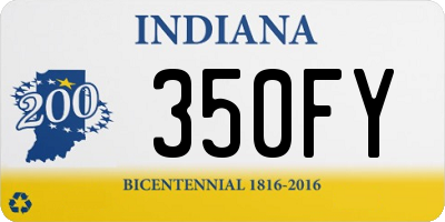 IN license plate 350FY