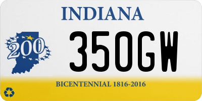 IN license plate 350GW