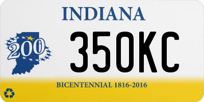 IN license plate 350KC