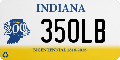 IN license plate 350LB