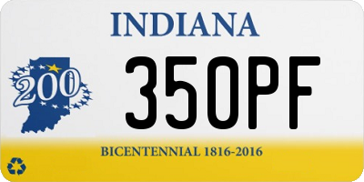 IN license plate 350PF