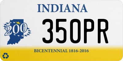 IN license plate 350PR