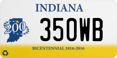 IN license plate 350WB