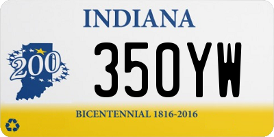 IN license plate 350YW