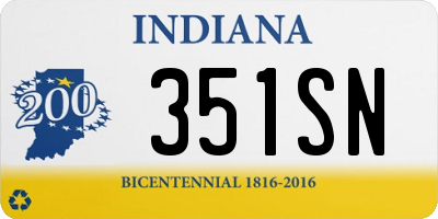 IN license plate 351SN