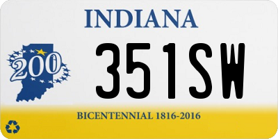 IN license plate 351SW