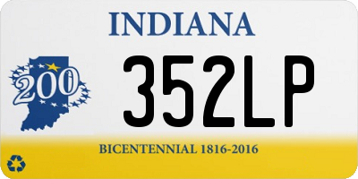 IN license plate 352LP