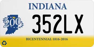 IN license plate 352LX