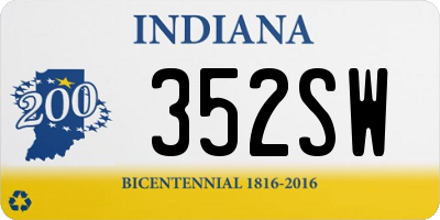 IN license plate 352SW