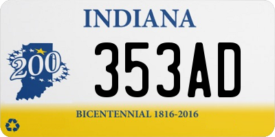 IN license plate 353AD