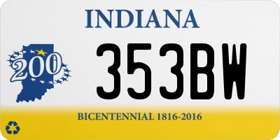 IN license plate 353BW