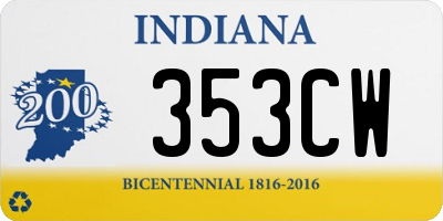 IN license plate 353CW