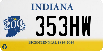 IN license plate 353HW