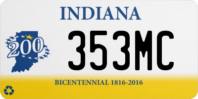 IN license plate 353MC