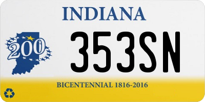 IN license plate 353SN