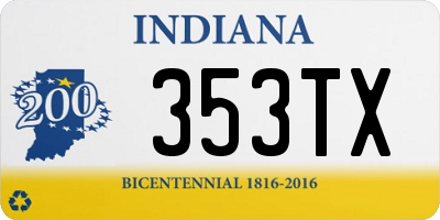 IN license plate 353TX