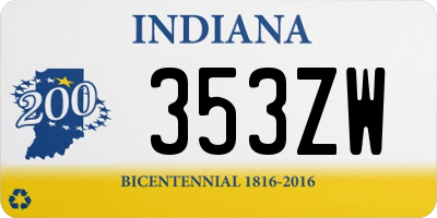 IN license plate 353ZW