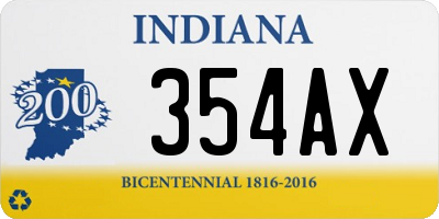 IN license plate 354AX