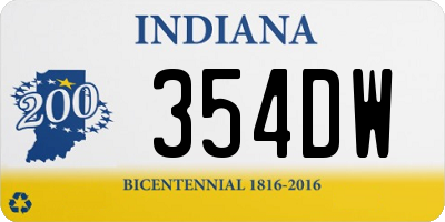 IN license plate 354DW