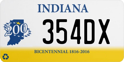 IN license plate 354DX