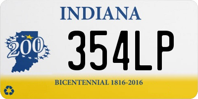 IN license plate 354LP