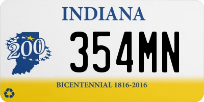 IN license plate 354MN