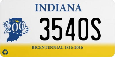 IN license plate 354OS