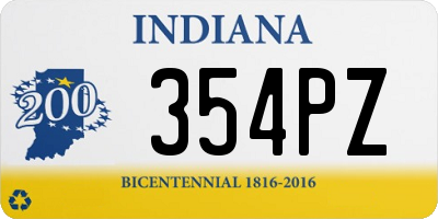 IN license plate 354PZ