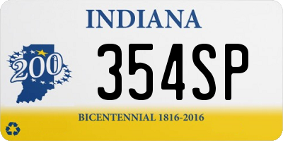 IN license plate 354SP