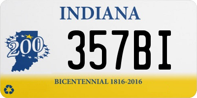 IN license plate 357BI